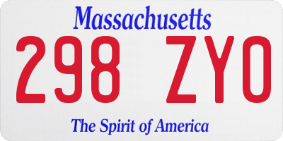 MA license plate 298ZY0