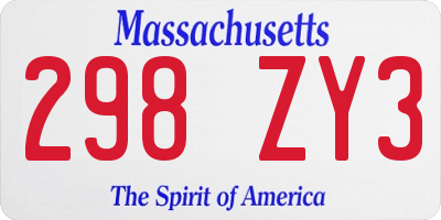 MA license plate 298ZY3