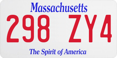 MA license plate 298ZY4