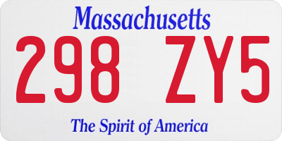 MA license plate 298ZY5