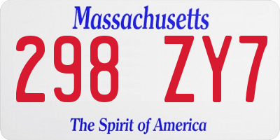 MA license plate 298ZY7