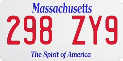 MA license plate 298ZY9