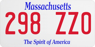 MA license plate 298ZZ0