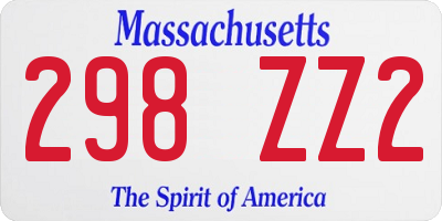 MA license plate 298ZZ2