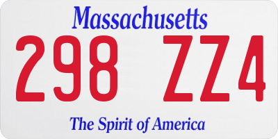 MA license plate 298ZZ4