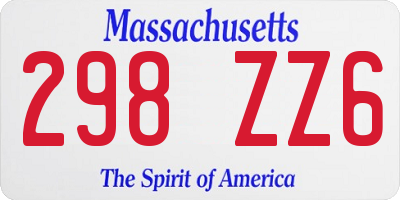 MA license plate 298ZZ6