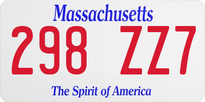 MA license plate 298ZZ7