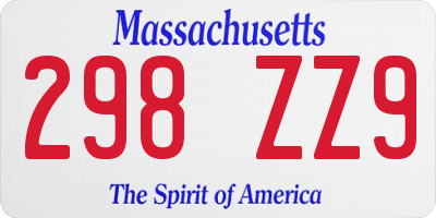 MA license plate 298ZZ9