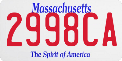 MA license plate 2998CA