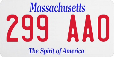 MA license plate 299AA0