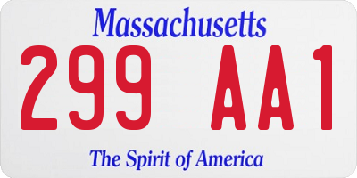 MA license plate 299AA1