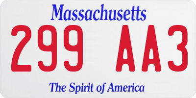 MA license plate 299AA3