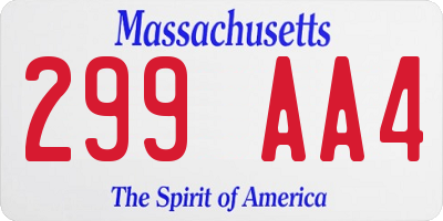 MA license plate 299AA4