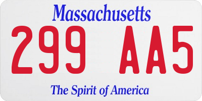 MA license plate 299AA5