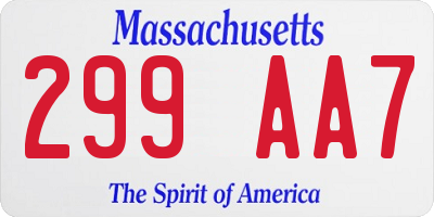 MA license plate 299AA7