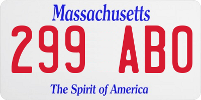 MA license plate 299AB0