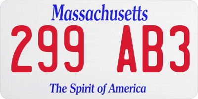 MA license plate 299AB3