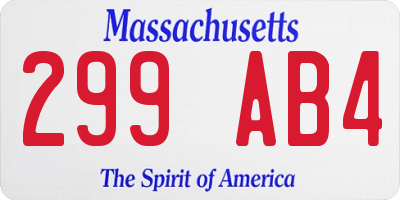 MA license plate 299AB4