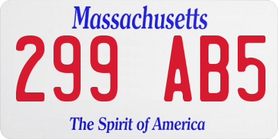 MA license plate 299AB5