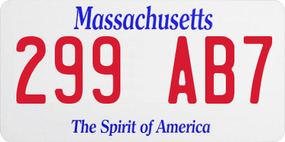 MA license plate 299AB7