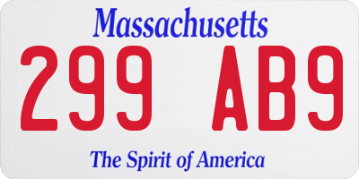 MA license plate 299AB9