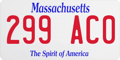 MA license plate 299AC0