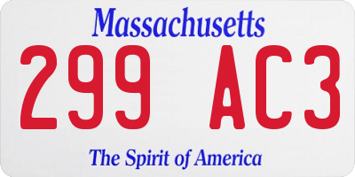 MA license plate 299AC3