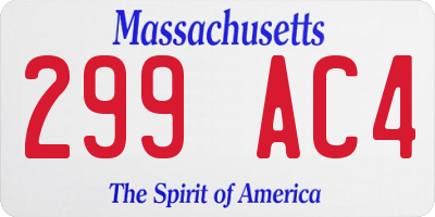MA license plate 299AC4