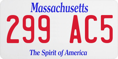 MA license plate 299AC5