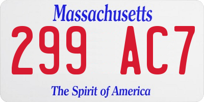 MA license plate 299AC7