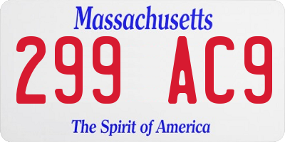 MA license plate 299AC9