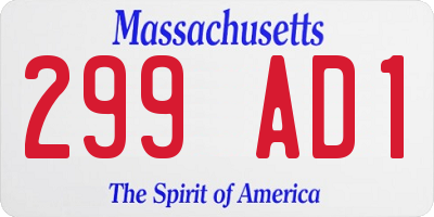 MA license plate 299AD1
