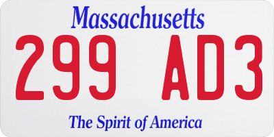 MA license plate 299AD3