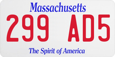 MA license plate 299AD5