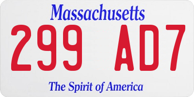 MA license plate 299AD7