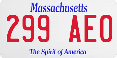 MA license plate 299AE0