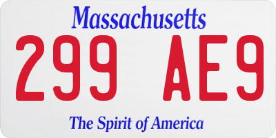 MA license plate 299AE9