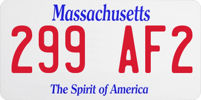 MA license plate 299AF2