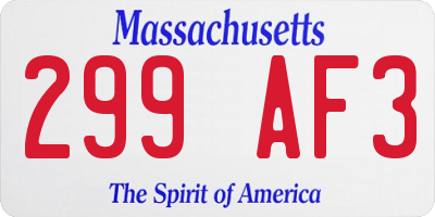 MA license plate 299AF3
