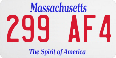 MA license plate 299AF4