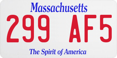 MA license plate 299AF5