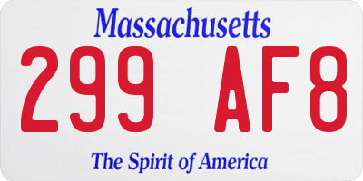 MA license plate 299AF8