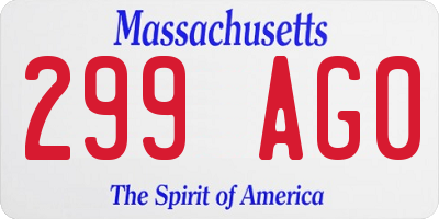 MA license plate 299AG0