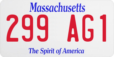 MA license plate 299AG1