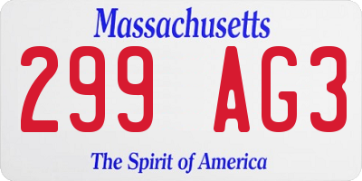 MA license plate 299AG3