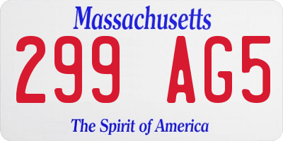 MA license plate 299AG5