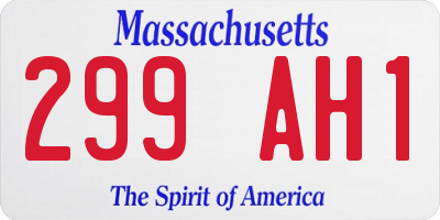 MA license plate 299AH1