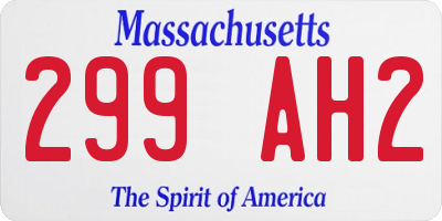 MA license plate 299AH2