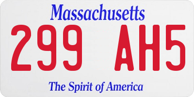 MA license plate 299AH5