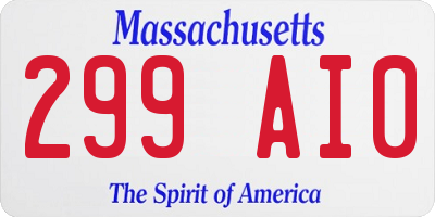 MA license plate 299AI0